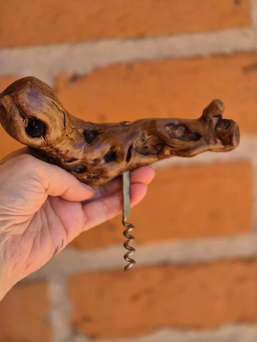 Vintage Grape Vine Burlwood Corkscrew Bottle Opener